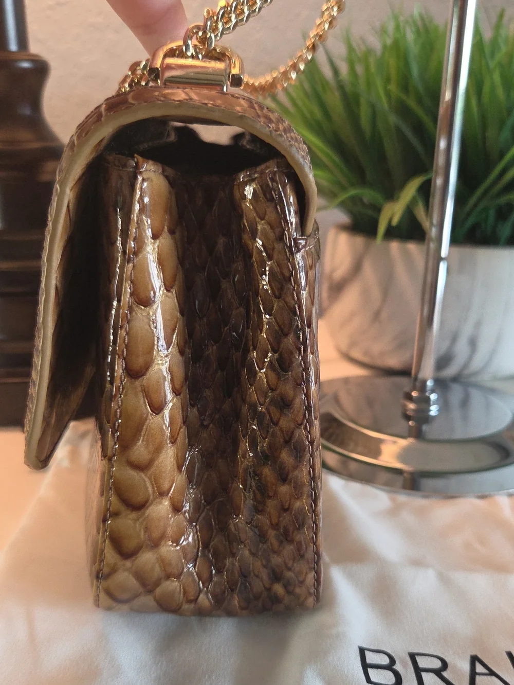 Brahmin Rosalie Shoulder Bag Macchiato Mansuri Python Snake Print NWT